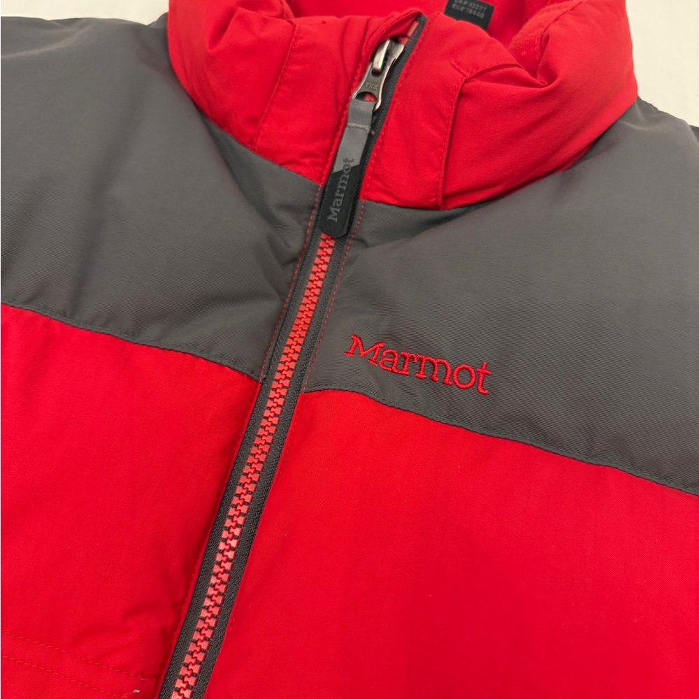 Marmot Red and Dark Gray Puffer Jacket - Picture 2 of 8